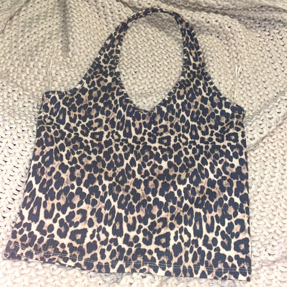 American Eagle Leopard Print Halter Top